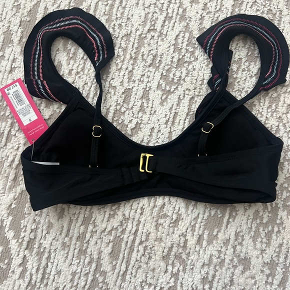 Black bikini swim top with ruffles (small) - Picture 3 of 3
